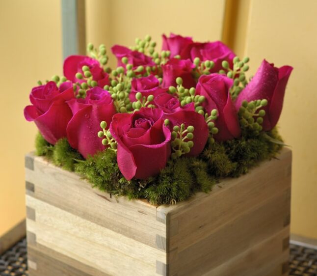 Rose Crate Flower Arrangement